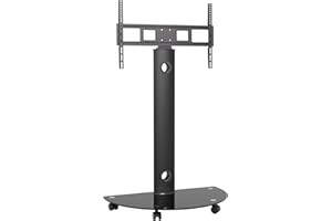 ProMounts Mobile TV Stand for 32" to 72" LCD LED Flat/Curved Panel TVs, ± 20° Swivel TV Cart Holds Up to 88lbs, Portable TV Stand with Max Vesa 600x400mm, TV Rolling Stand for Office/Home (Black)