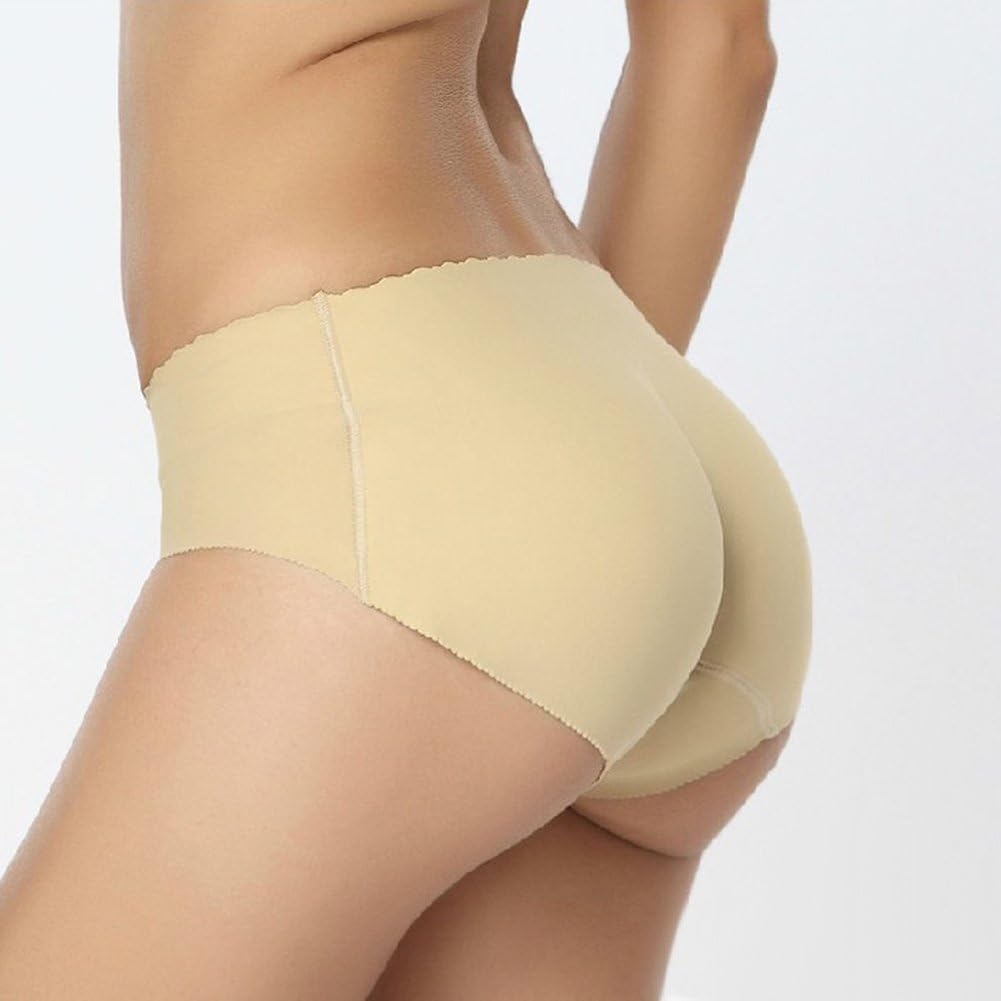 xiaokesong®Sexy Booty Padded Seamless Butt Hip Enhancer Bottom Underwear Bum Shaper Panties (L, Nude)