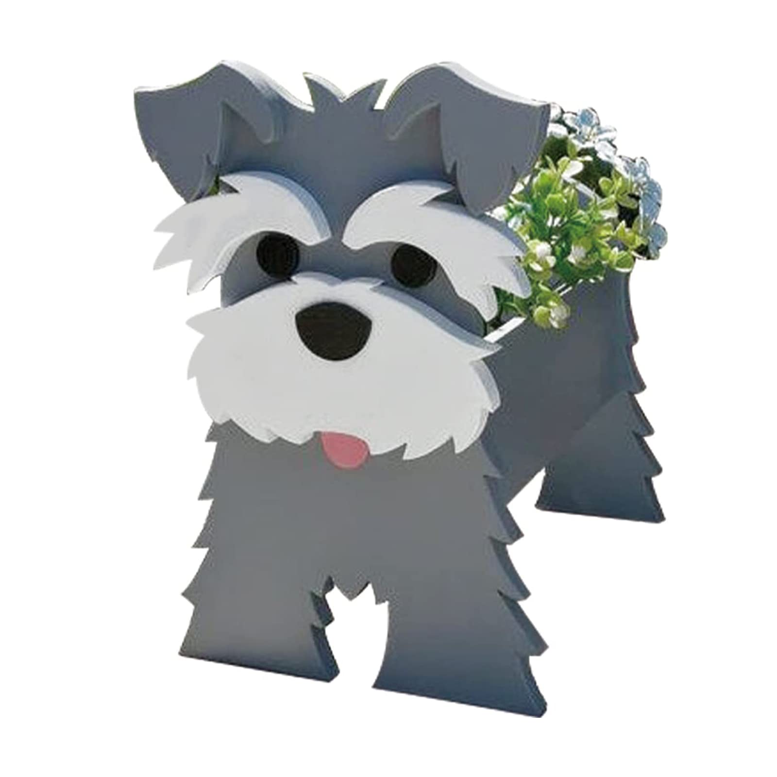 LIBOOI Dog Planter, Animal Flower Pot for Plants, Schnauzer Gifts Women Men Lovers, Handmade Storage Container Planters Garden Decoration Cactus Office Home, 27 x 17.5 cm, UKBT-221123GW02-16-WQW