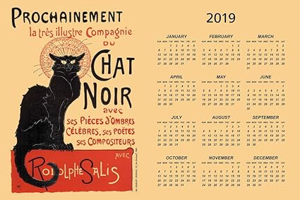 Amazoncom Le Chat Noir The Black Cat 2019 Calendar Poster