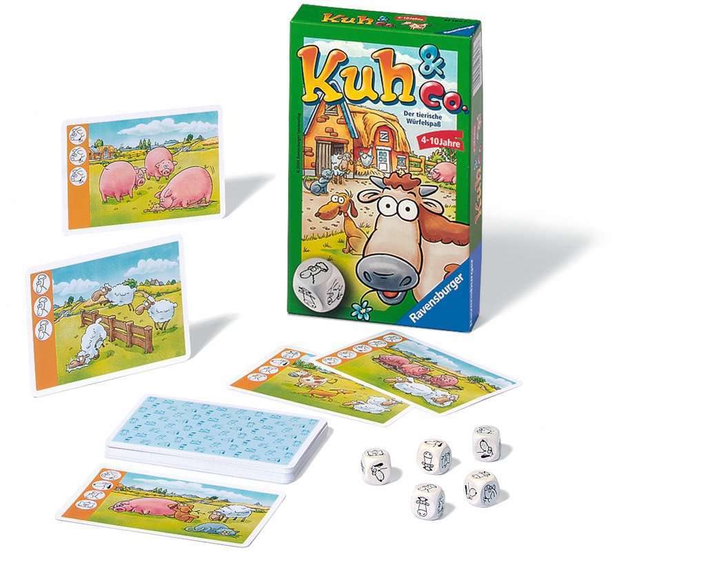 Ravensburger 23160 - Kuh und co, Mitbringspiel für 2-6 Spieler, Kinderspiel ab 4 Jahren, Reisespiel für unterwegs 2