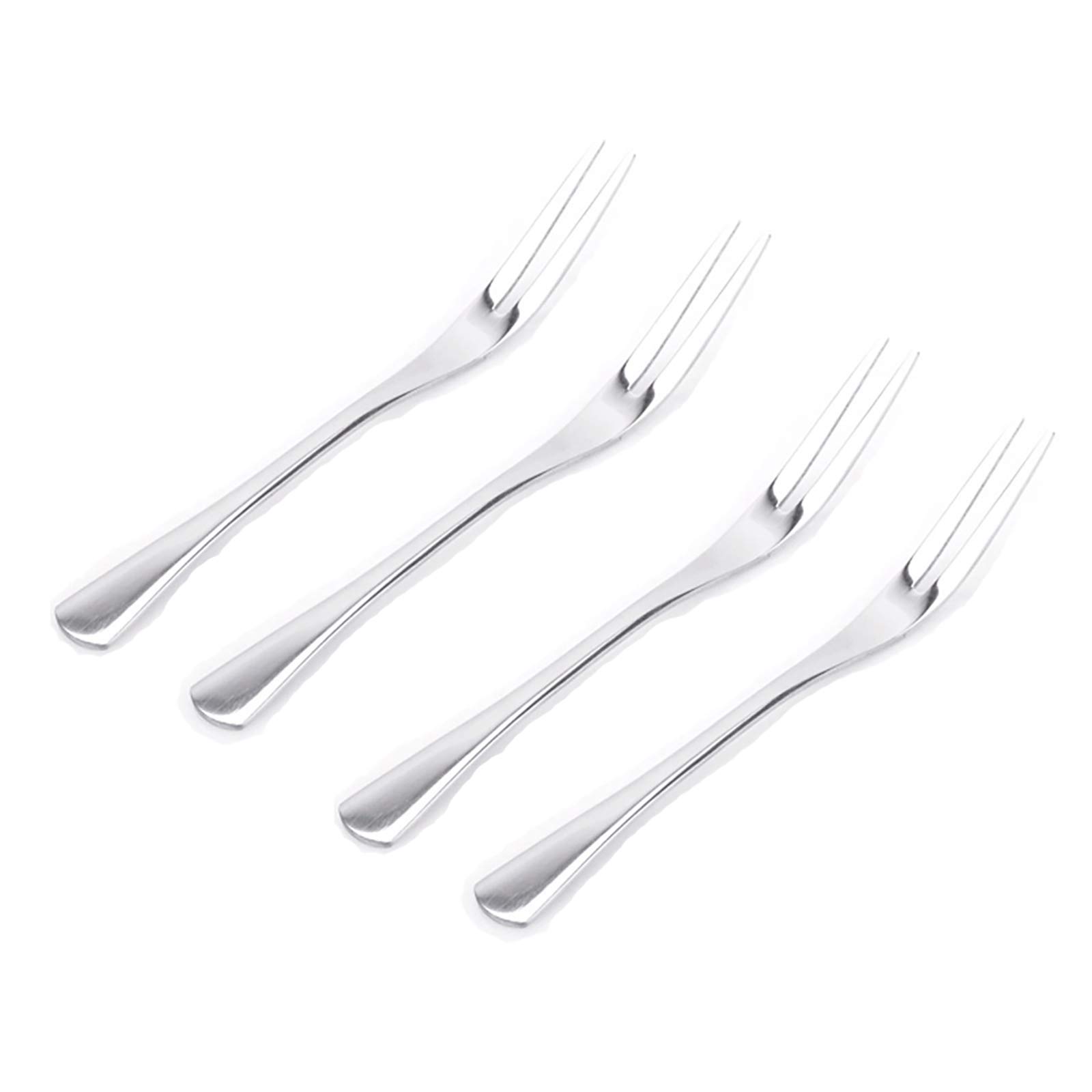 VANRA 5.1in 4-Piece Salad Forks Set Stainless Steel Cocktail Appetizer Dessert Fork Tasting Forks Silver Flatware Set