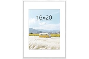 Veelot 16x20 Picture Frame, Silver Aluminum Frame,Use as 11x14 Frame With Mat Or Display 16x20 Artwork Without Mat, Shatterpr