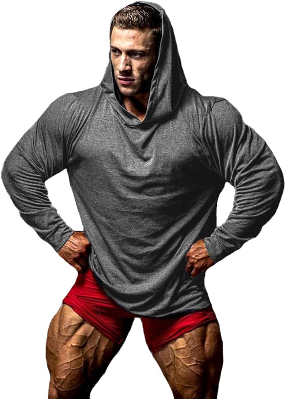 Best Body Building Long Sleeve Hoodie Casual Sweatshirt Stretchy Cotton
