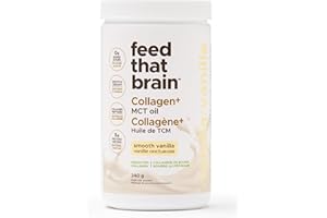 Feed That Brain Collagen Peptides Powder with MCT Oil (Smooth Vanilla) 240g, Hydrolyzed Collagen Powder for Healthy Joints, G