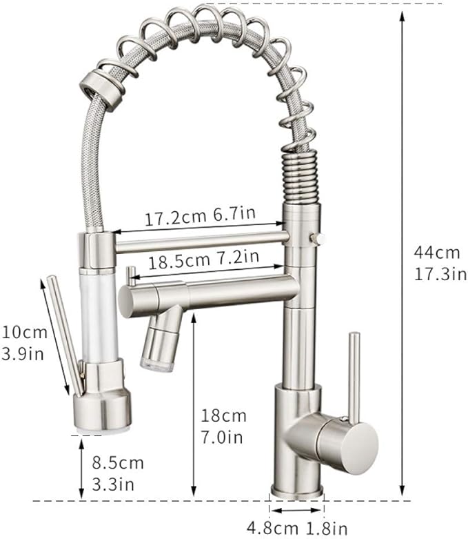 Grifo de cocina Led Níquel cepillado Grifos de cocina abatibles Mango
