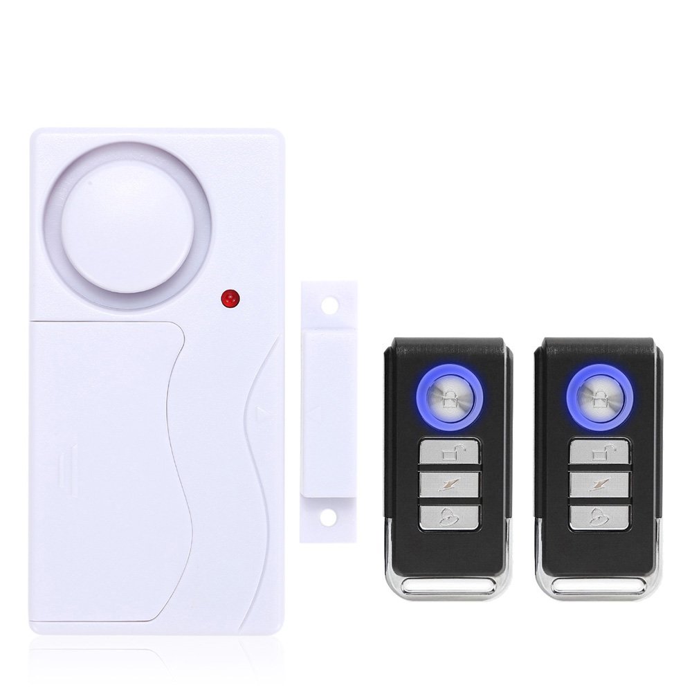 Mengshen Door and Window Alarm, Anti-Theft Burglar Wireless Alarm with Remote Control for Home Security, Easy to Install, 105db Super Loud (Includes 1 Alarm and 2 Remote Control)