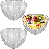 SEUNMUK 3 PCS 8 Inch Heart Shaped Cake Pans, Aluminum Heart Molds with Fixed Bottom for Baking Romantic Desserts, Birthday, Wedding, Party