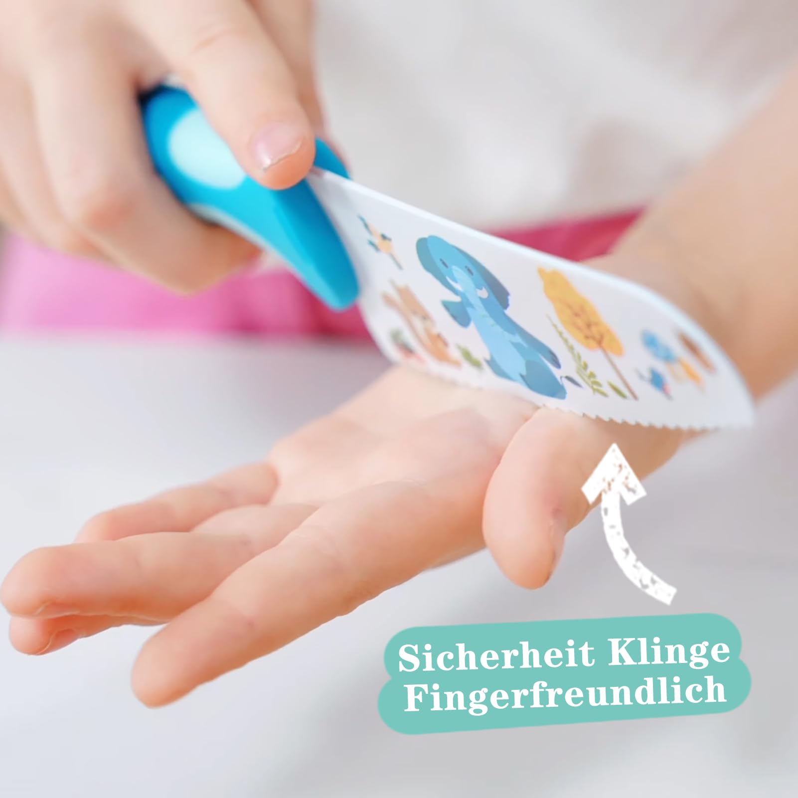 Kibbidea 4 teiliges Kindermesser Set, Sicherheit, Edelstahlklinge, Wellenschliff, Kinder Küchenmesser, Schneiden Lernen zum Schneiden von Obst oder Gemüse, Kinder Messer ab 3 jahre 3
