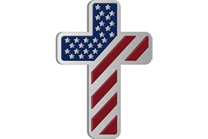 LWQLZY Cross Christian Car Emblem – Patriotic USA Flag Zinc Alloy 3D Badge with 3M Adhesive – Cross Decal for Car, Truck, Window, Door, Toolbox, or Home Decor (Enamel Silver)