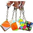 Yealvin Mini Cubes Keychain Set, Keychain Mini Cube Bundle of 2x2 3x3 3x3x3 Small Bread 3x3 Gear Cube Pyraminx Cube and Ivy Cube (6 Pack)