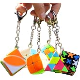 Yealvin Mini Cubes Keychain Set, Keychain Mini Cube Bundle of 2x2 3x3 3x3x3 Small Bread 3x3 Gear Cube Pyraminx Cube and Ivy Cube (6 Pack)