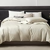 PURE ERA Duvet Cover Set 800 Thread Count Long Staple Cotton Sateen Silky Soft Luxurious Smooth 3 Piece Set Beige Queen