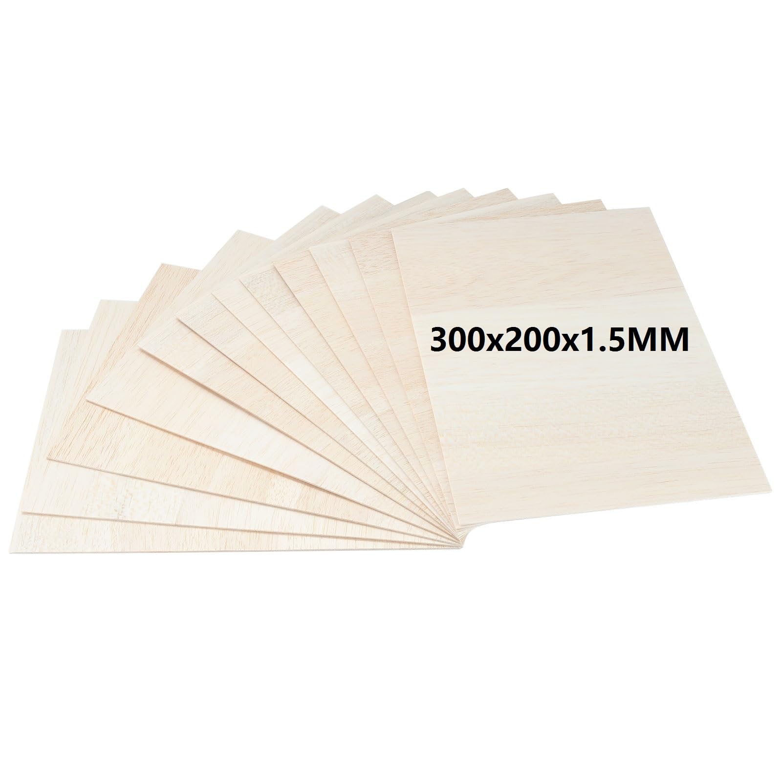 MIVIDE 12 Pack Balsa Wood Sheets, 300x200x1.5MM Balsa Sheet, A4 Wood Sheet Unfinished Blank, A4 Wooden Board for Arts and Crafts, School Projects