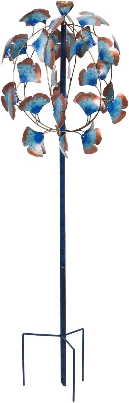 Evergreen Garden Beautiful Summer Multi Colored Gingko Leaves Wind Spinner - 19 x 19 x 51 Inches Fade and Weather Resistant Outdoor Decoration for Homes, Yards and Gardens