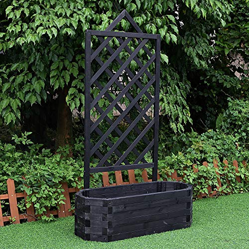 Melko Rankgitter mit Pflanzkasten 150 cm hoch Blumenkasten mit Rankhilfe aus Holz für Kletterplfanzen – Bild 3