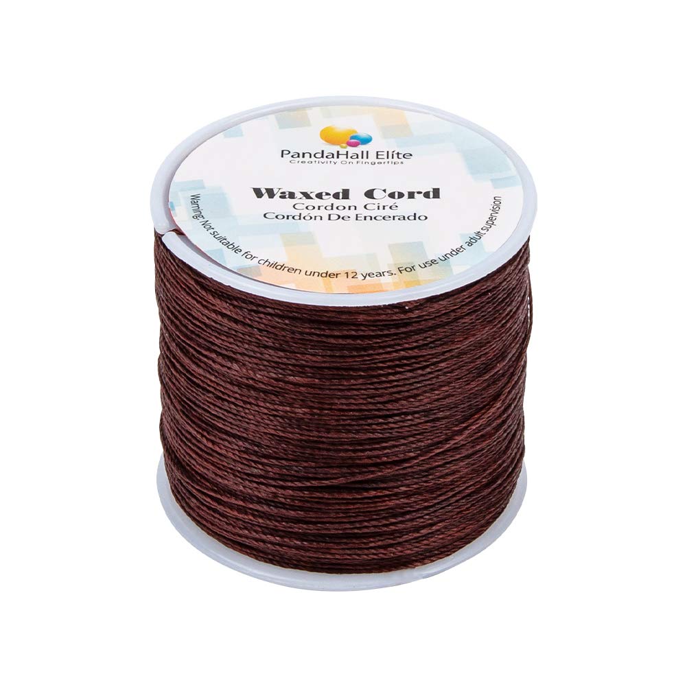 PH PandaHall Brown Waxed Cord Wax String for Bracelet Making Round Waxed Polyster Cord Thread Beading String for Crafts Macrame Project Home Decorations 116 Yards/106m, 0.5mm