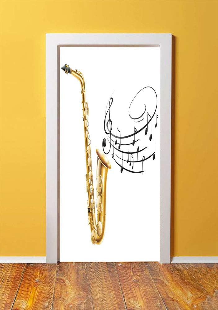 Amazon Com Jazz Music Decor 3d Door Sticker Wall Decals Mural