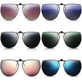 Weewooday 6 Pairs Polarized Clip on Sunglasses for Women Men UV Protection Polygon Clip on Sunglasses Colorful Flip up Driving Glasses for Outdoors Indoor Eyeglasses, 6 Colors