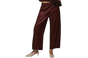 Anoumcy Faux Leather Pants for Women High Waist Wide Leg PU Leather Barrel Palazzo Trousers Pants with Pockets
