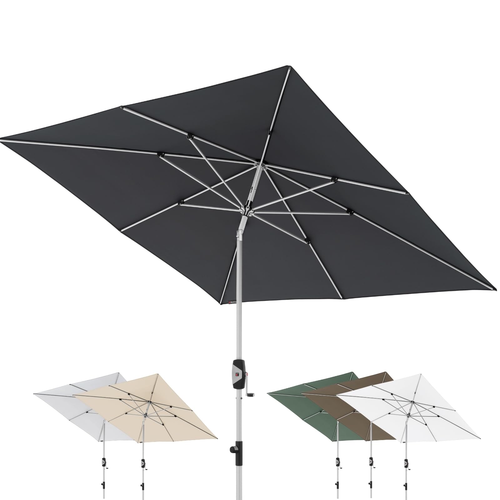 Knirps Automatic Sonnenschirm 240x240cm Dunkelgrau I innovativer UV-Schutz mit automatischem Öffnen & Schließen I stabiler Gartenschirm I Terrassenschirm kompakt I große Schirmfläche