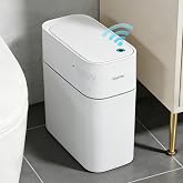 JUDRDO 3.5 Gal Slim Touchless Bathroom Trash Can, Automatic Diaper Pail | Motion sensor opening, automatic liner suction, slim profile for bathrooms, bedrooms, offices, kitchens and nurseries