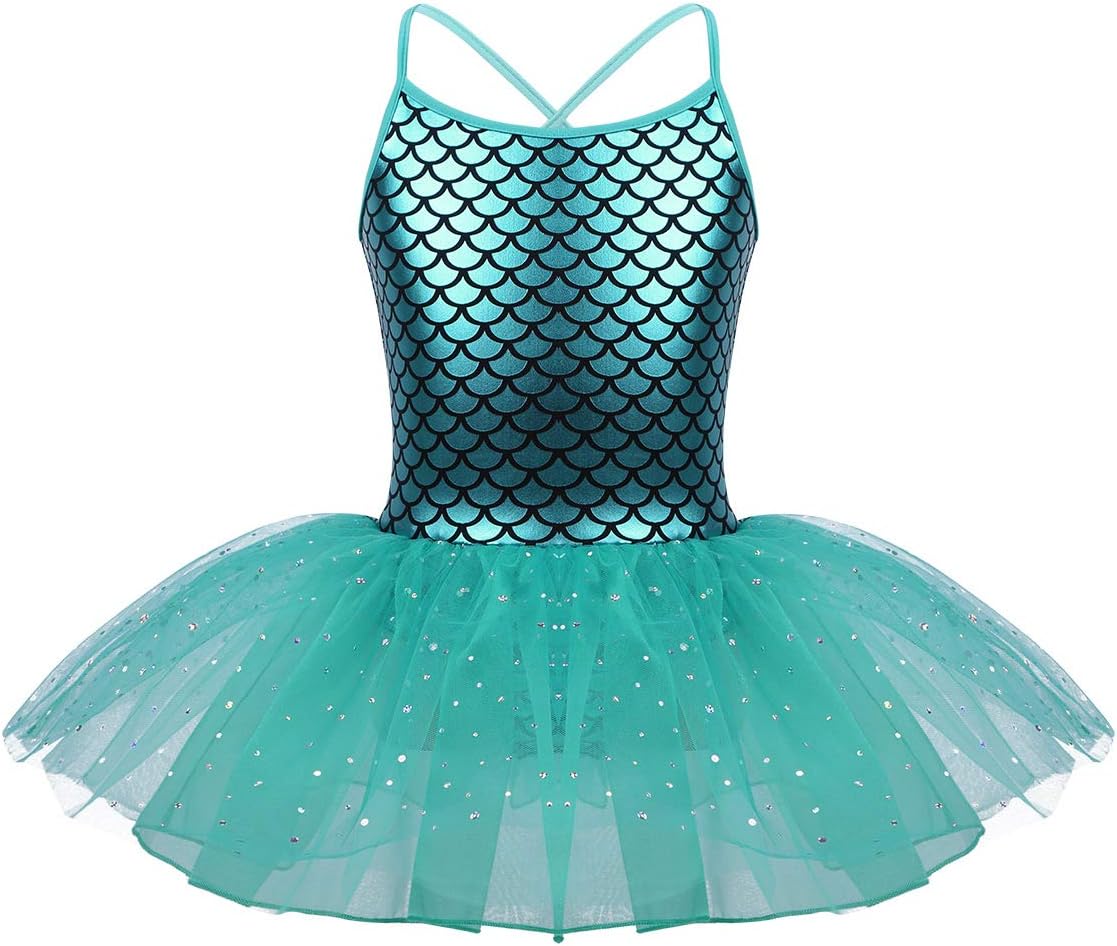 YiZYiF Kids Girl's Inspired Sequin Tutu Mermaid Costume Camisole Ballet Dance Party Princess Leotard Dress