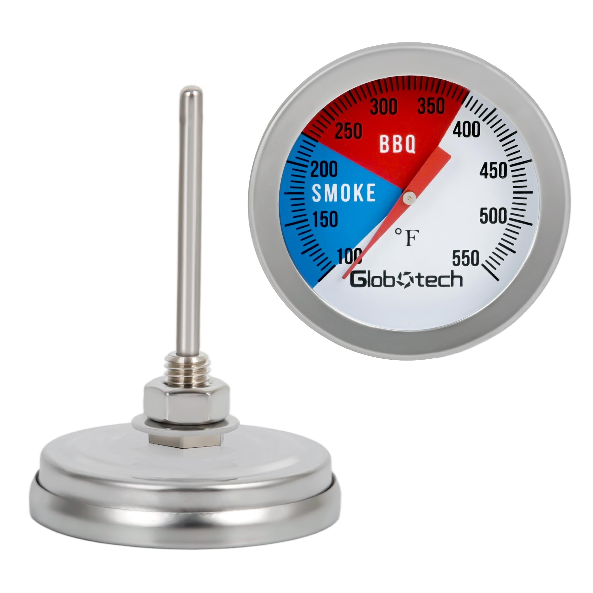 Stainless-Steel BBQ Grill Smoker Thermometer - 2 Inch Dail Temprature Gauge Charcoal Pit Monitoring for Perfect Grilling(1PC)