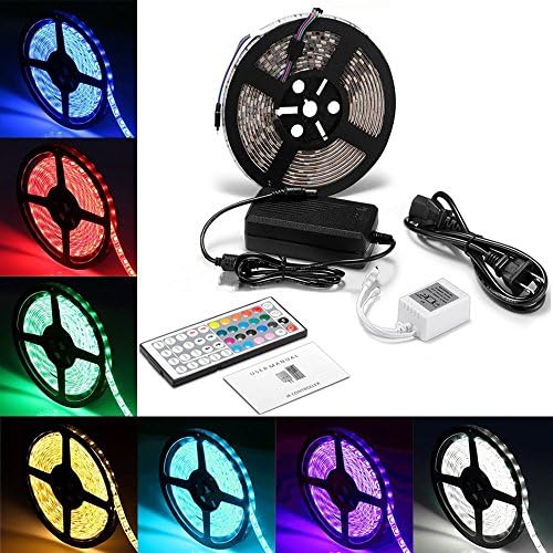 LED Light Strip,16.4Ft/5M Waterproof RGB LED Strip,Starlotus 300LEDs SMD5050 Led Strip Lights,44Key Remote Controller+IR Controller,12Volt 5A Power Supply For Decorative