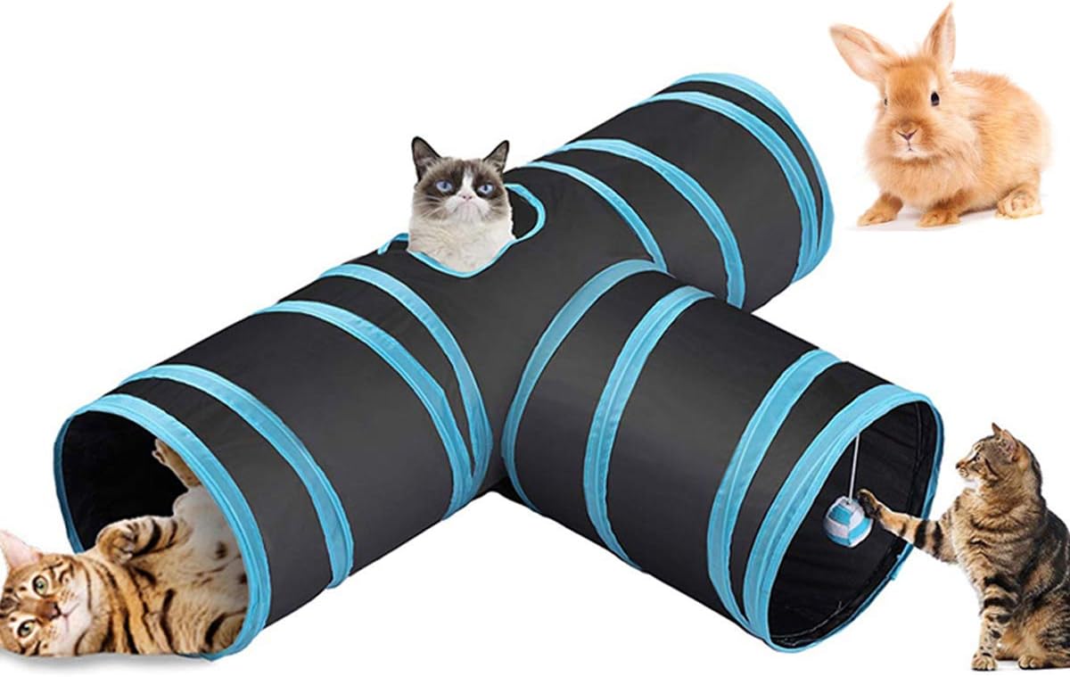 Cat Tunnel Ferret Toys Kitten Toy Tunnels For Indoor Cats Rabbit Tunnels And Hides 3-Way Pop-Up Cat Toy Foldable For Kittens Rabbit toy