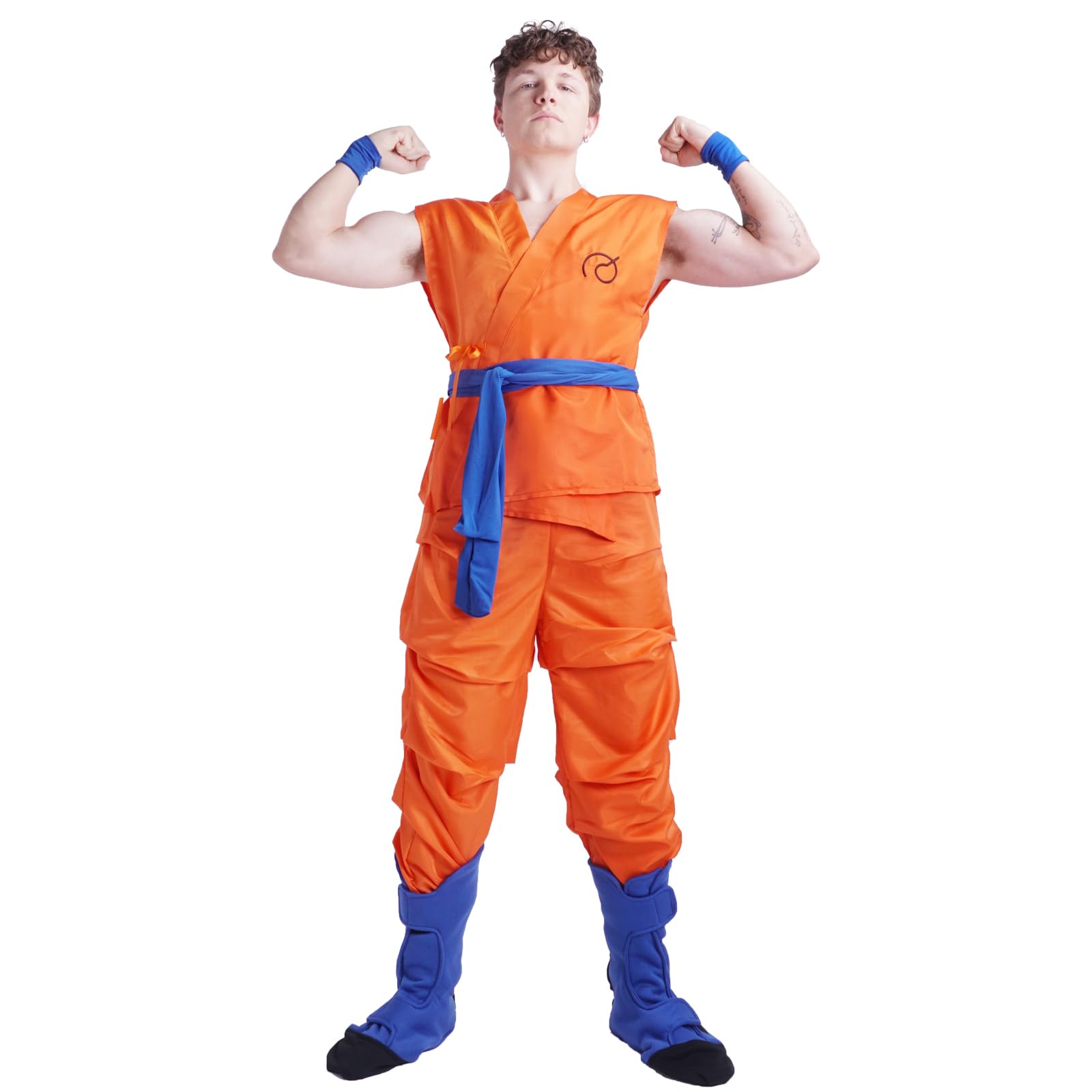 CoolChange Son Goku Cosplay Costume with Overshoes, Golden Frieza Saga, Size: M, orange, M