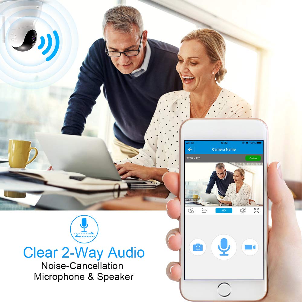 TENVIS HD IP Camera - Wireless IP Camera with Two-way Audio, Night Vision Camera, 2.4GHz & 720P Camera for Pet Baby Monitor, Home Security Camera Motion Detection Indoor Camera with Micro SD Card Slot