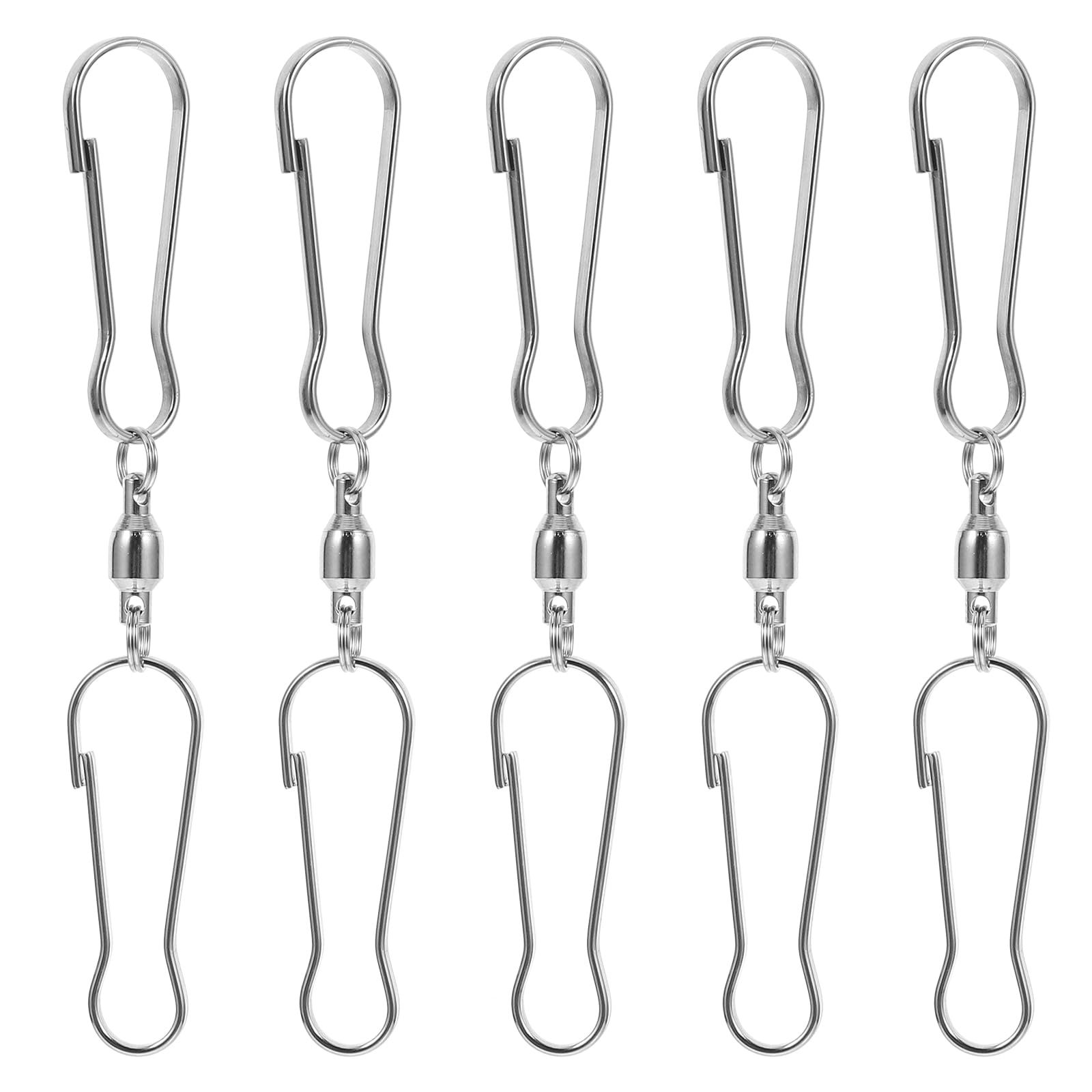EXCEART 5pcs Spinning Windsocks Hook Swivel Dual Clips 360° Rotation Waterproof Rust Resistant Lightweight Silver Metal Wind Spinner Hangers