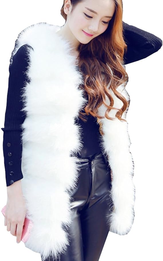 Amazon Sherry Chris レディース ファーベスト ファーコート ロングベスト ジャケットベスト ロング フェイクファー エレガント 秋 冬 秋冬 フリーサイズ ホワイト グレー ブラック ホワイト ベスト 通販