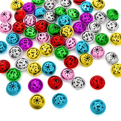 MCPINKY Craft Bells, 1 Inch Bulk DIY Heart-Shape Bells 7 Colors Bells for Gift Box Decor, Jewelry Making Supplies and Holiday Home Decorations