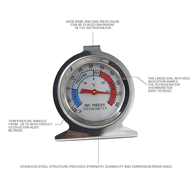 MLIN-KELy termómetro para nevera, acero inoxidable, impermeable ...