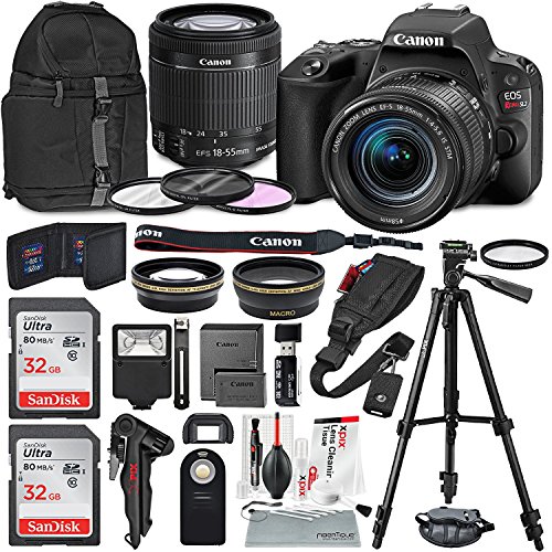 Canon-EOS-Rebel-SL2-DSLR-Wi-Fi-Camera-with-EF-S-18-55mm-STM-Lens-Black-Bundle-w-Flash-Remote-Lenses-Filters-32GB-Backpack-Xpix-Tripods-Cleaning-Kit