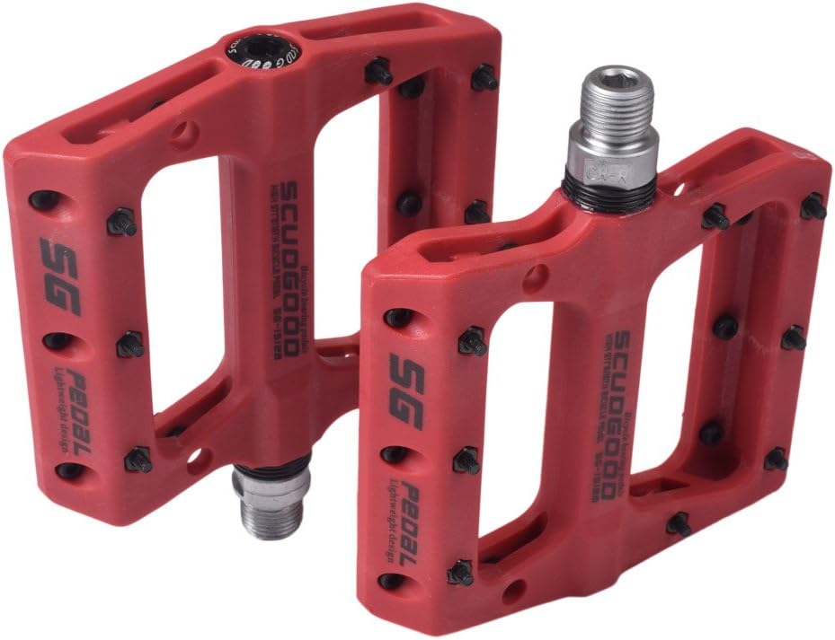 UPANBIKE MTB Road Bike Bicycle 9/16 inch Sealed Bearing Pedals Nylon Fiber (Polyamide) Platform, Red