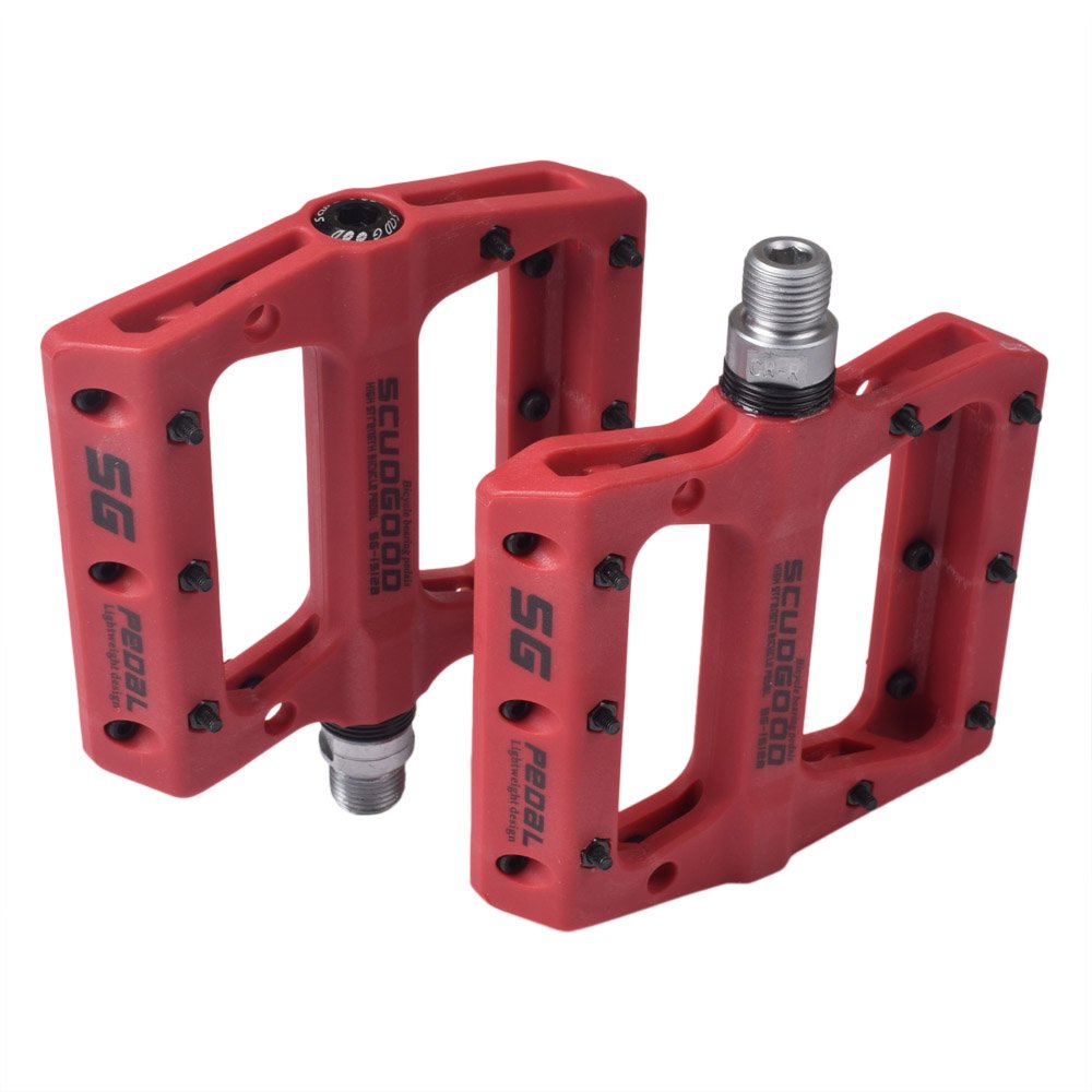 UPANBIKEBike Pedals 3 Sealed Bearing Pedals 9/16" Spindle Nylon Fiber (Polyamide) Flat Platform for MTB Mountain Bike Road Bicycle