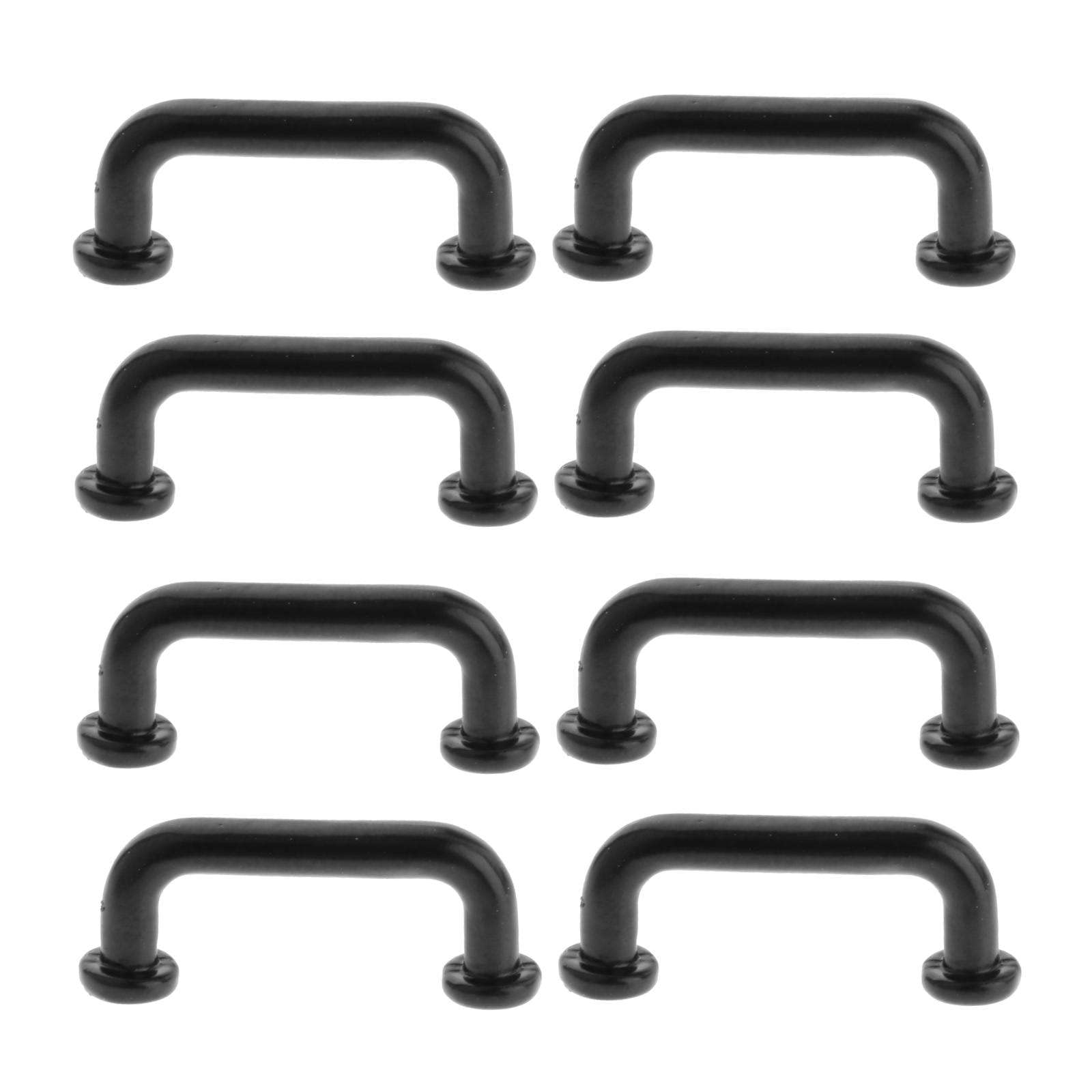 SM SunniMix 1/12 Scale Mini Pulls Dollhouse DIY Arch Shape Vintage Toy Model Drawer Handle Cabinet Door Pull Handles Door Handle for Furniture Cabinet, Black, Small 8Pcs
