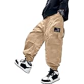 AOWKULAE Boys Casual Cargo Pants for Kids 5-14 Years