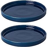 Fzfeiyy Ceramic Plant Saucer 7 Inch, 2 Pack Round Plant Trays for Indoors/Outdoors, Flower Pot Saucers for Holding Water Drips and Soil, Ceramic Drainage Tray for Plant Pot (Blue)