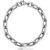 SanThree Solid Pure Titanium Oval Chain Bracelet, 8mm Square Skin Friendly Seamless Welded Link Chain Bracelets for Men Birthday Boyfriend Grandpa Father Gifts,8.26"/8.66"/9.05",Come with Gift Box