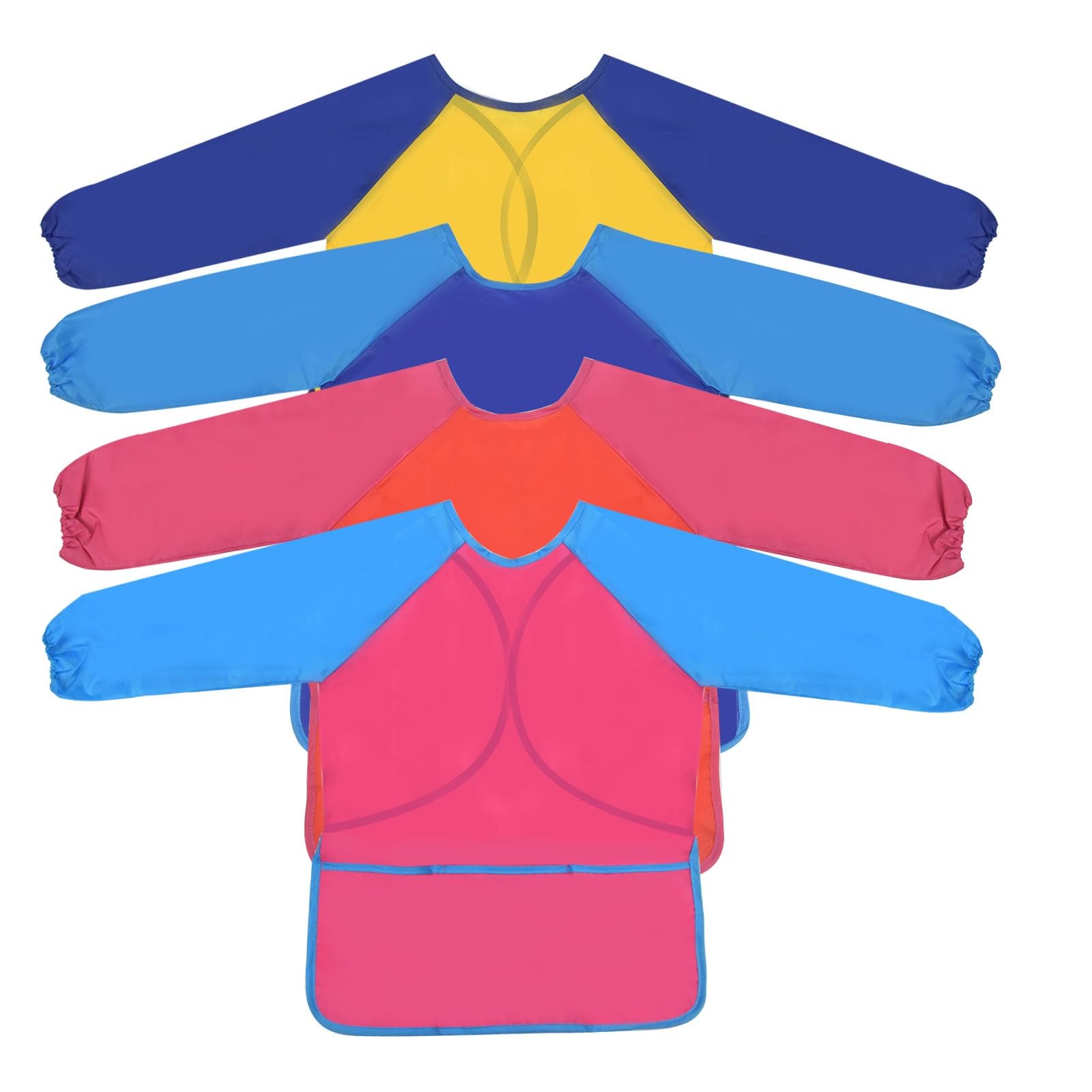 volumoon 4 Pcs Kids Aprons,Adjustable Child Chef Aprons,Boys Girls Apron with Pocket,Waterproof Childrens Aprons for Kids Toddler Painting Baking Artist