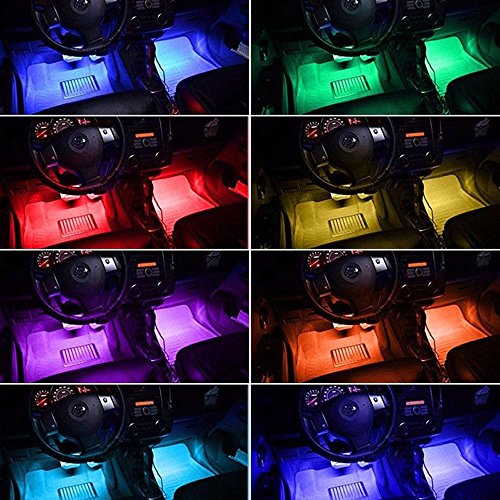 Chezaa LED Car Lights,9LED Remote Control Car Interior Floor Atmosphere Light Strip (Multicolor) - Thumbnail 2