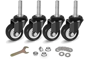 8T8 2 Inch Caster Wheels with Threaded Stem 3/8”-16x1-1/2”(Screw Diameter 3/8", Length 1.5") Heavy Duty PU Casters Set of 4, Swivel Screw in Casters Castors