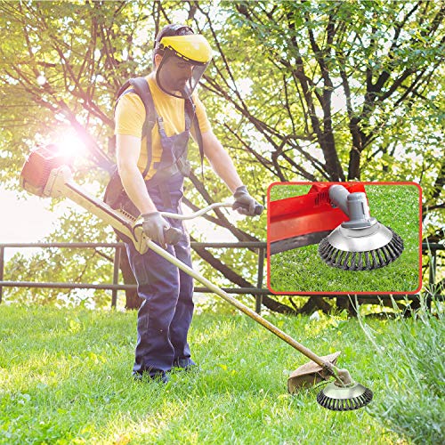 Viabrico Weeding Brush Head for Brush Cutter, with Locknut 8 Inch Steel Wire Weeding Tray