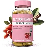Flat Tummy Berberine Plus Supplement, 1200mg Berberine Per Serving, Post GLP-1 Berberine Supplement, Organic Berberine, with Ceylon Cinnamon, 4:1 Potency – 60 Capsules
