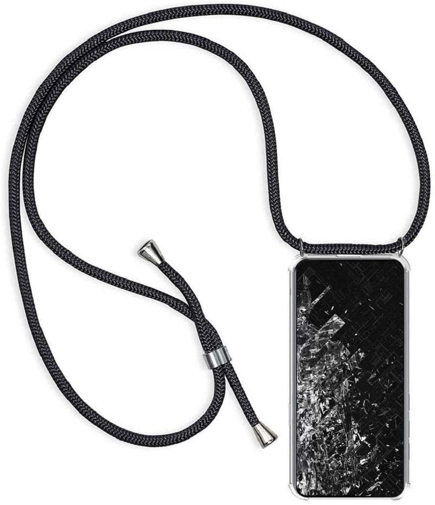 Necklace Case for iPhone XS Max Cover with Neck Strap Phone Chain Case Crossbody Necklace with Cord Transparent Silicone Case with Adjustable Lanyard Case with Strap Cord, Black