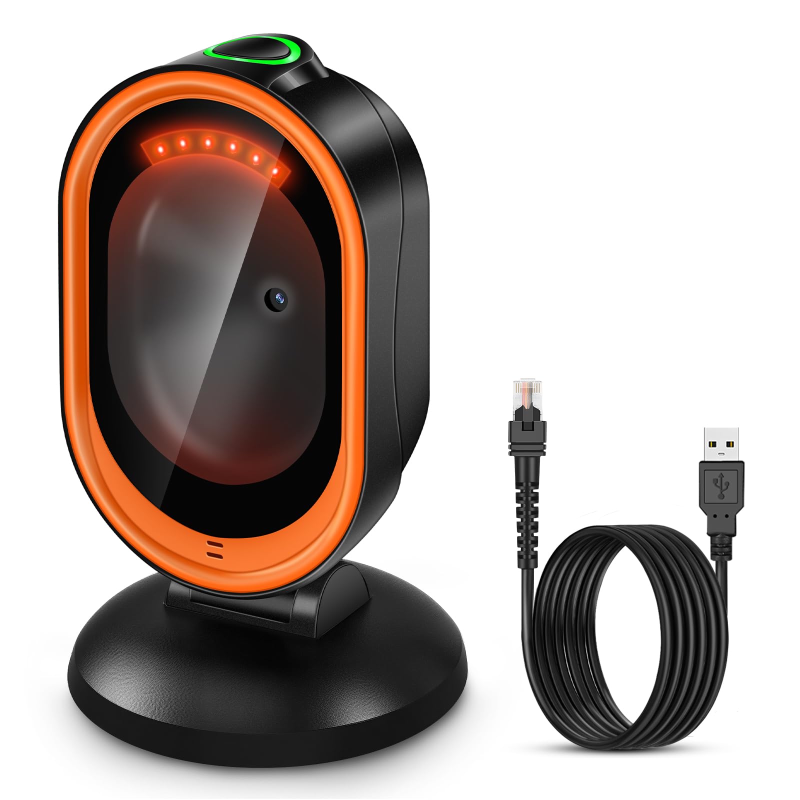 Photo 1 of KUIIYER 1D QR 2D Barcode Scanner, USB Wired Automatic Desktop Bar Code Scanner with Adjustable Scanning Head, Plug & Play Hands-Free Barcode Reader for Computers, PC, Laptop & Universal POS System